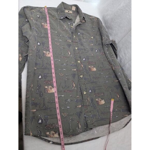 Northwest Territory Men's Large long sleeve fishing themed button down tackle H6 - Picture 6 of 6